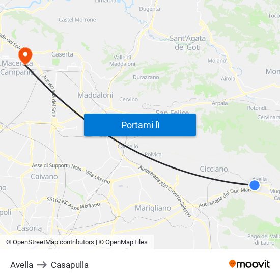 Avella to Casapulla map