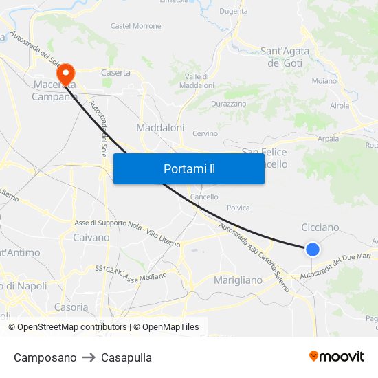 Camposano to Casapulla map