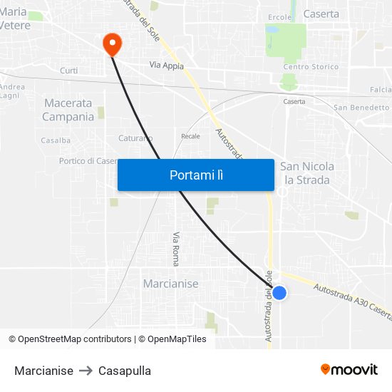 Marcianise to Casapulla map