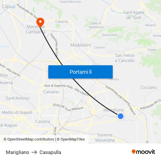 Marigliano to Casapulla map