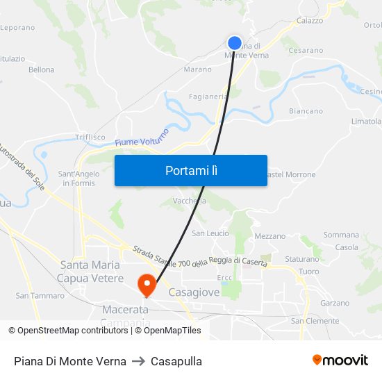 Piana Di Monte Verna to Casapulla map