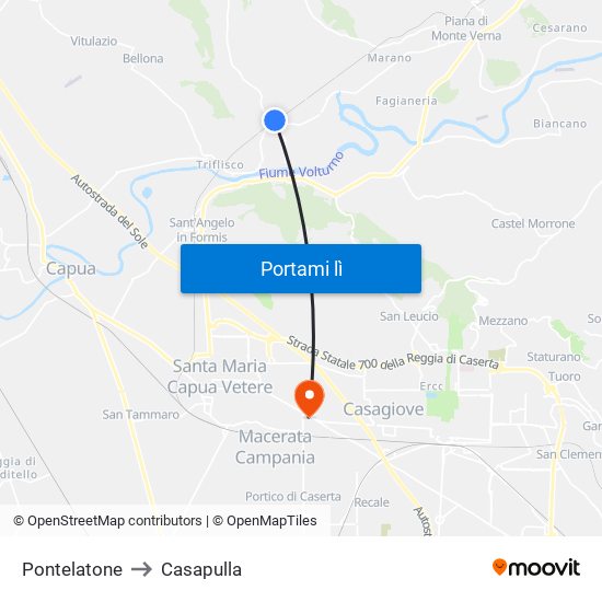 Pontelatone to Casapulla map