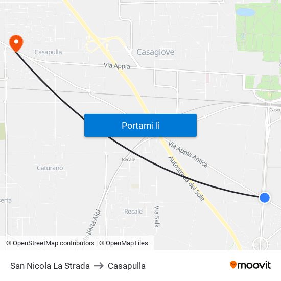 San Nicola La Strada to Casapulla map