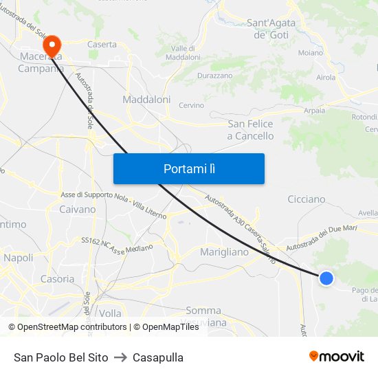 San Paolo Bel Sito to Casapulla map