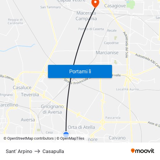 Sant' Arpino to Casapulla map