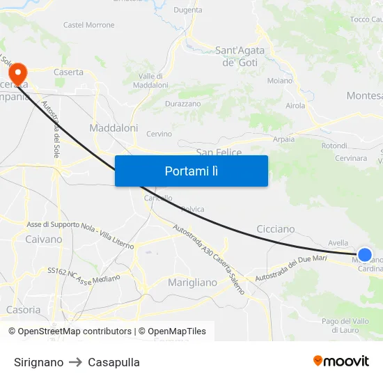 Sirignano to Casapulla map