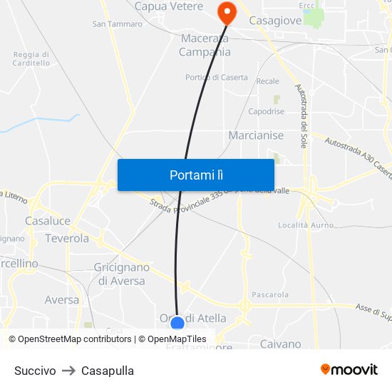 Succivo to Casapulla map