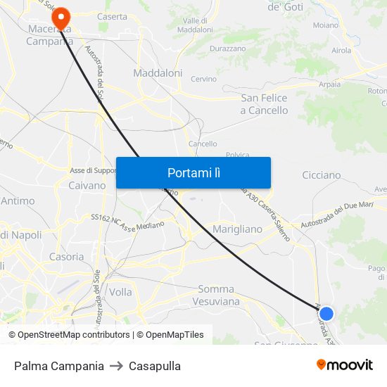 Palma Campania to Casapulla map