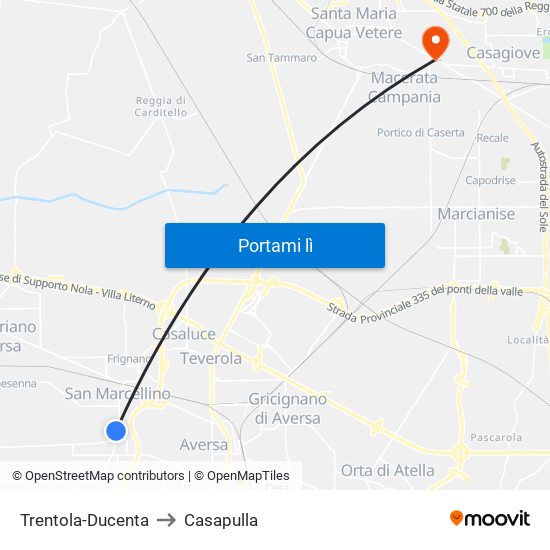 Trentola-Ducenta to Casapulla map