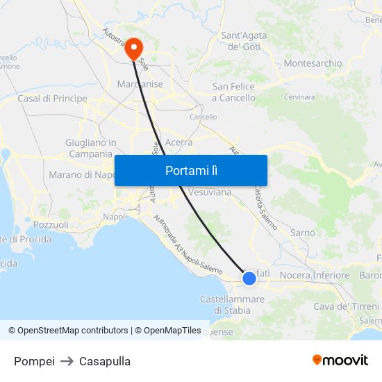 Pompei to Casapulla map