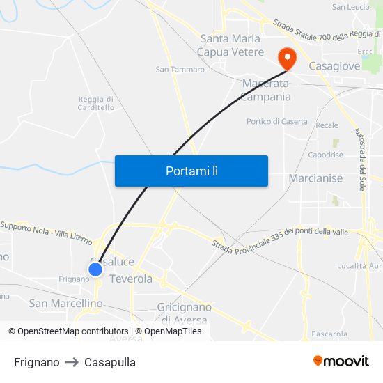 Frignano to Casapulla map