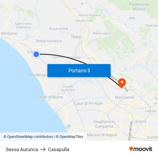 Sessa Aurunca to Casapulla map