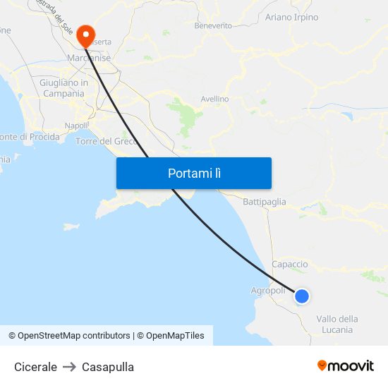 Cicerale to Casapulla map