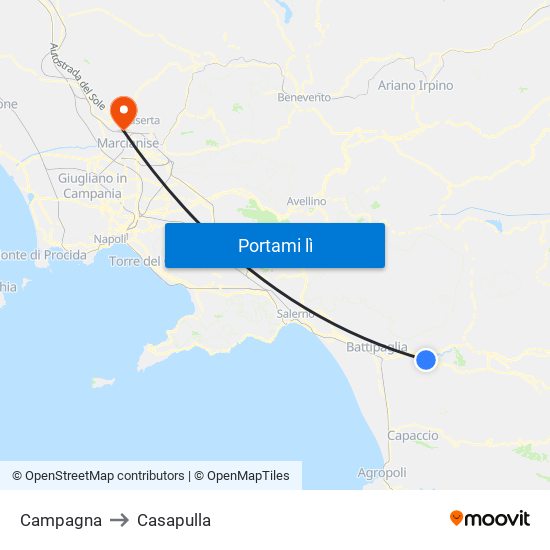 Campagna to Casapulla map