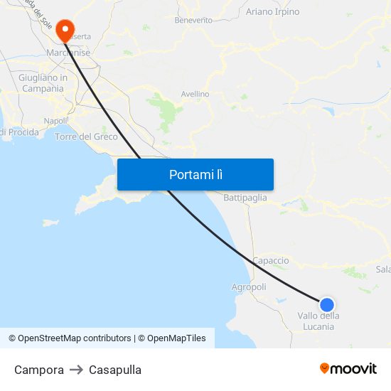 Campora to Casapulla map