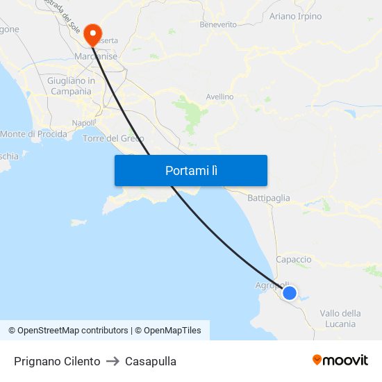 Prignano Cilento to Casapulla map