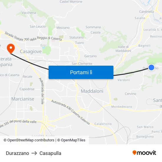 Durazzano to Casapulla map