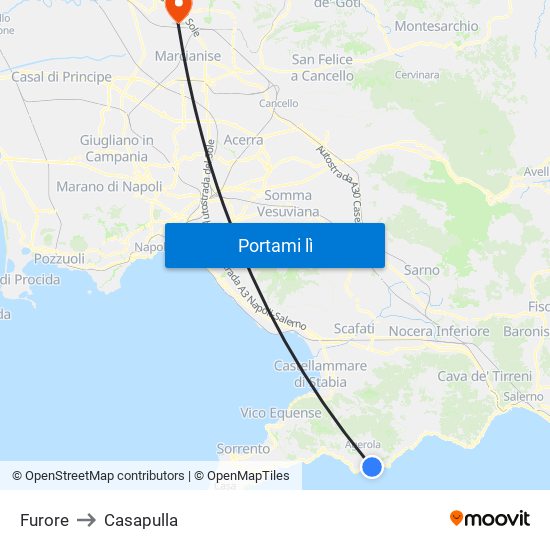 Furore to Casapulla map