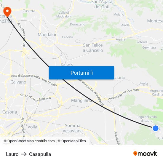 Lauro to Casapulla map