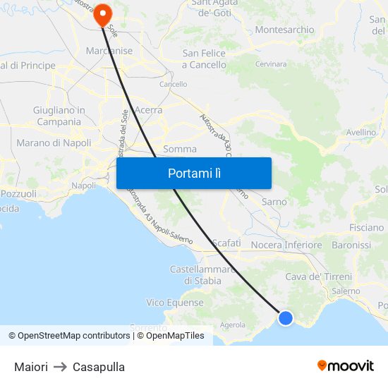 Maiori to Casapulla map