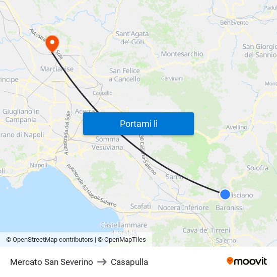 Mercato San Severino to Casapulla map