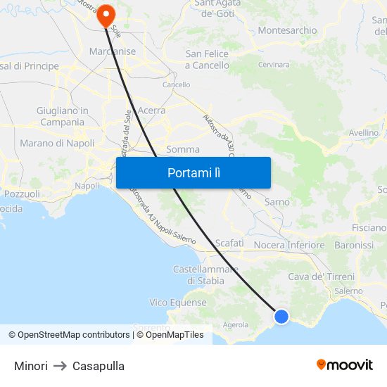 Minori to Casapulla map