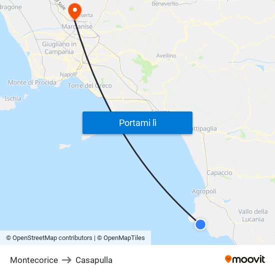 Montecorice to Casapulla map