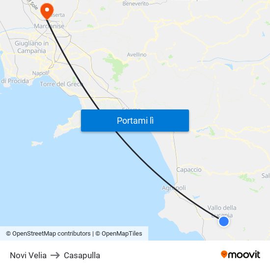 Novi Velia to Casapulla map
