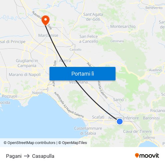 Pagani to Casapulla map