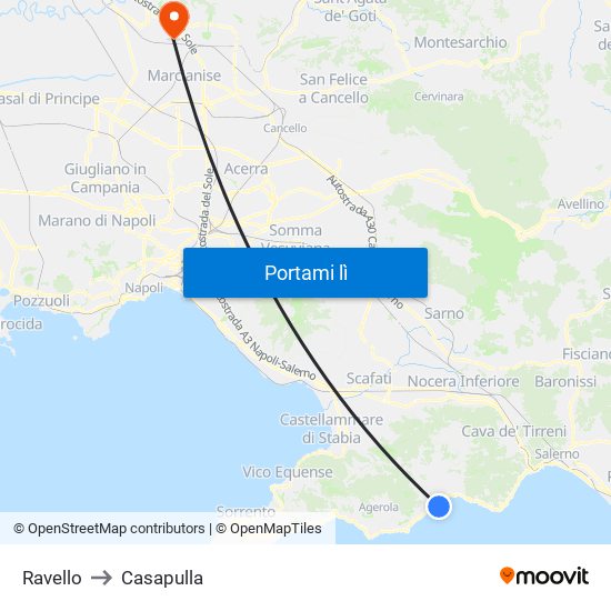 Ravello to Casapulla map