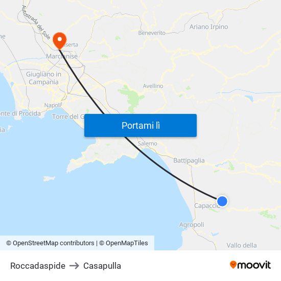 Roccadaspide to Casapulla map