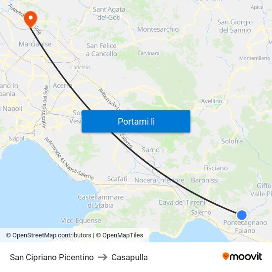 San Cipriano Picentino to Casapulla map