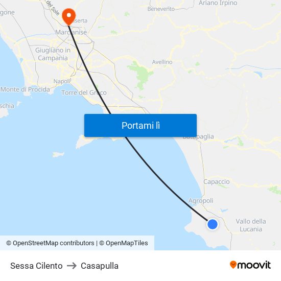 Sessa Cilento to Casapulla map