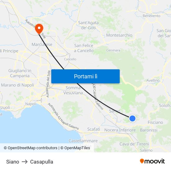 Siano to Casapulla map