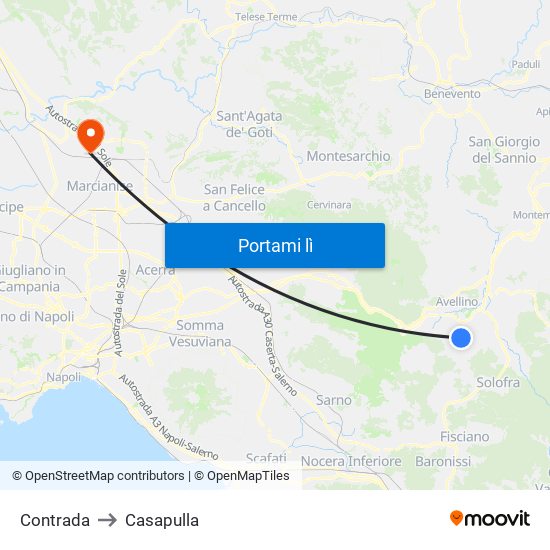 Contrada to Casapulla map