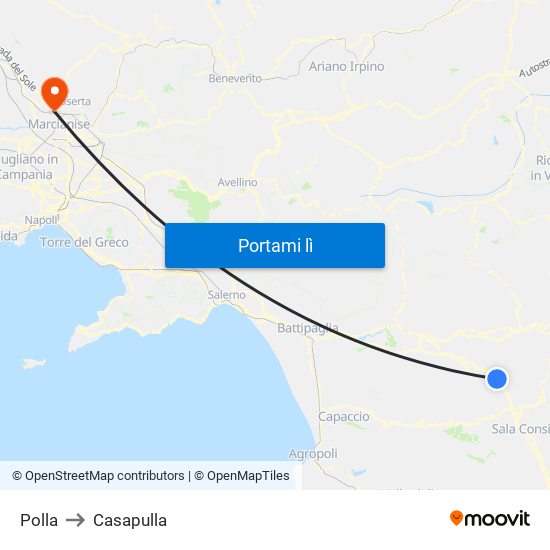 Polla to Casapulla map