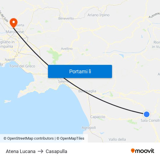 Atena Lucana to Casapulla map