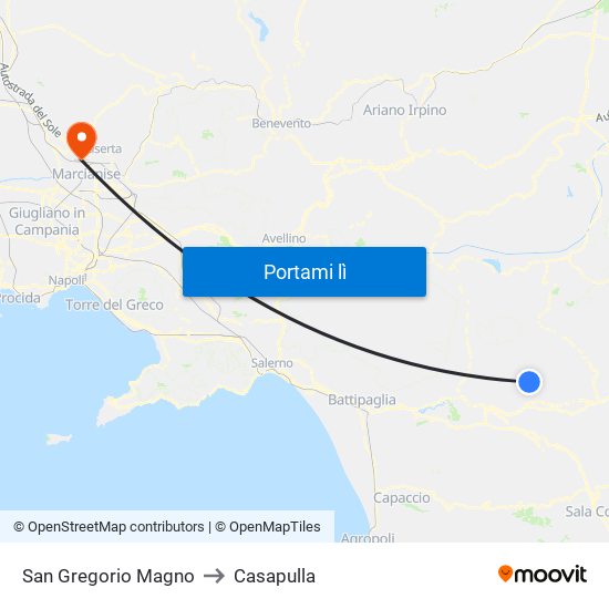 San Gregorio Magno to Casapulla map