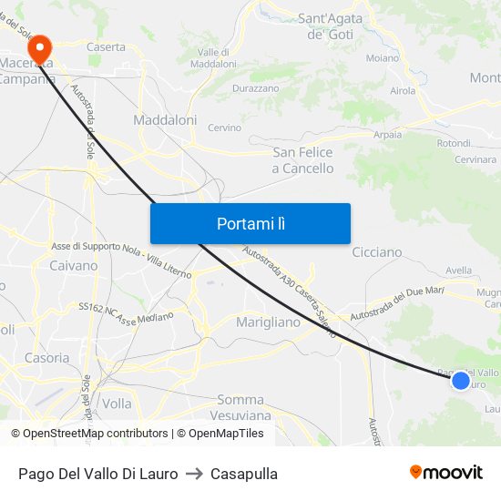 Pago Del Vallo Di Lauro to Casapulla map