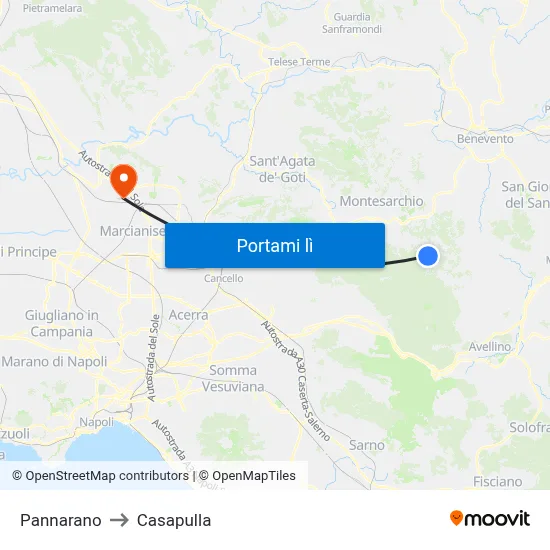 Pannarano to Casapulla map
