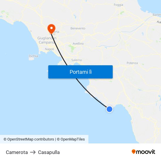 Camerota to Casapulla map