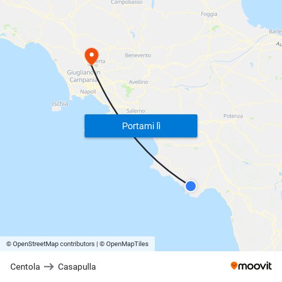 Centola to Casapulla map