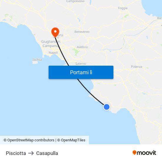 Pisciotta to Casapulla map