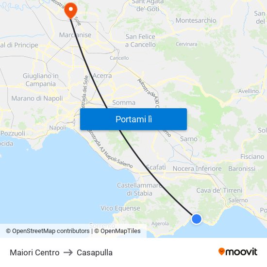 Maiori Centro to Casapulla map
