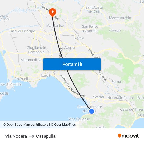 Via Nocera to Casapulla map