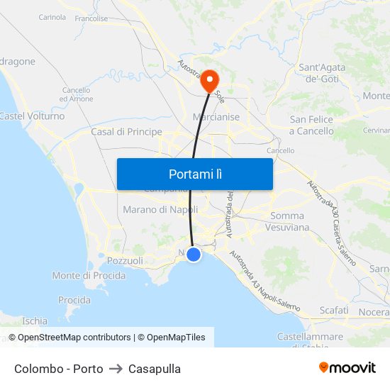 Colombo - Porto to Casapulla map