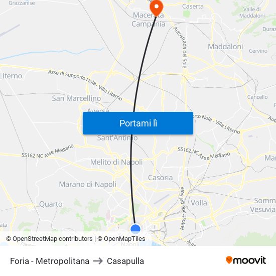 Foria - Metropolitana to Casapulla map