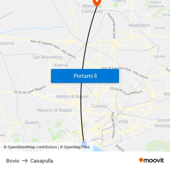 Bovio to Casapulla map