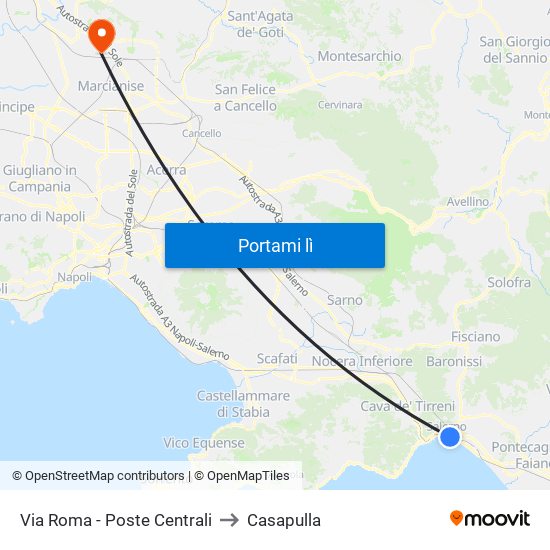 Via Roma - Poste Centrali to Casapulla map
