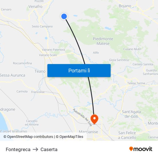 Fontegreca to Caserta map